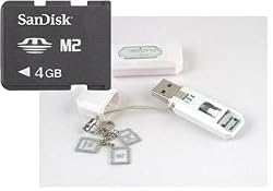Sandisk 4GB M2 Memory Stick Micro (SDMSM2-4096) & BlueProton USB 2.0 Card Reader Writer