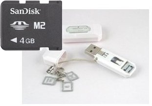Buy Now at Amazon.com: Sandisk 4GB M2 Memory Stick Micro (SDMSM2-4096) & BlueProton USB 2.0 Card Reader Writer