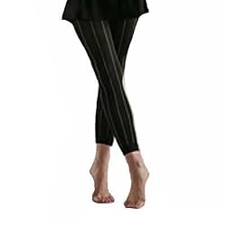 SEXY BLACK & GRAY PINSTRIPED OPAQUE FOOTLESS TIGHTS