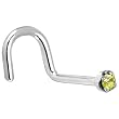 Solid 18KT White Gold (November) 1.5mm Genuine Yellow Diamond Right Nostril Screw- 20 Gauge
