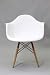 Eiffel Chair - White Plastic Arm Chair with Wood Eiffel Legs