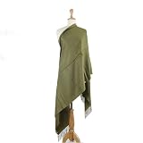 Olive N Figs Pashmina Silk (50-50) Plain Earthy Green Shawl/Wrap