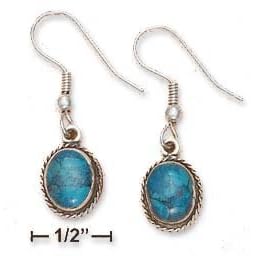 Sterling Silver 8x10mm Chrysocolla Earrings Roped Border by Chrysocolla