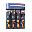Neiko Ratcheting Tie-Down Set - Four 1-Inch x 15 Ft - Soft-Grip Levers - PVC-Coated Hooks