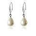Lureme Women 10mm Teardrop Cream Faux Simulated Pearl Silver Tone French Hook Drop Earrings 02001446