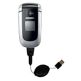 Retractable USB Cable for the Samsung SGH-X660 with Power Hot Sync and Charge capabilities - Gomadic Brand w/ TipExchange Technology