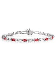 14k White Gold Diamond and Ruby Bracelet