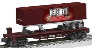 Lionel 6-26665 Hersheys Special Dark O-27 Flat w/Trailer