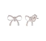 10k White Gold Diamond Bow Earrings (0.08 cttw, I-J Color, I2-I3 Clarity)