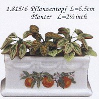 Dollhouse Miniature Reutter Porcelain Curved Planter with Plants