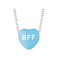 Sterling Silver 10mm Blue enamel Sweethearts BFF Heart Pendant