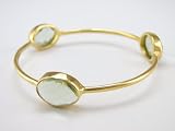 Gold And Gemstones Stackable Rio Bangle Bracelet With Bezel Set Semiprecious Stones Green Amethyst Quartz