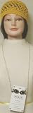 Fine Ivory Pearls on Genuine Gold Plated Medium Chain Necklace Eye Glass Holder Offered with Hand Crocheted Gold Gimp Skull Cap