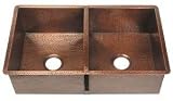 World Imports Belle Foret K2KITWC Double Bowl Kitchen Sink, Weathered Copper