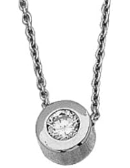 Ann Harrington Jewelry Platinum 1/4 Ct Diamond Solitaire Bezel Pendant Necklace On Slide Chain