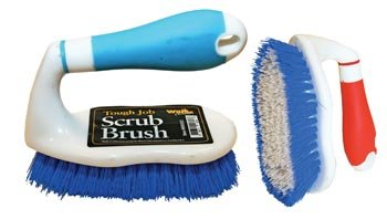 Scrub Brush with Unique Handle to Protect Knuckles