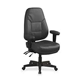 Professional Dual Function Ergonomic High Back Chair with Adjustable Padded Arms - Black Eco Leathe