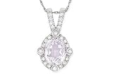 2 5/8 Carat Kunzite and Diamond 14K White Gold Pendant w/Chain
