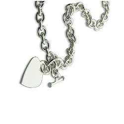 Sterling Silver 16 inches Tiffany Style Heart Tag Necklace - Size: 7