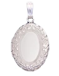 Sterling Silver 2 Photo Floral Oval Locket