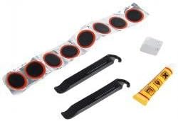 iWaii - Bike Repair Kit with Tire Patch + Crowbar + Rasp + Glue for Mountain Bike - Blue and White