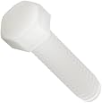 Nylon 6/6 Hex Bolt, Plain Finish, Off-White, External Hex Drive, Meets ASTM D4066/ASTM D6779, 1" Length, Fully Threaded, 1/4"-20 UNC Threads (Pack of 100)