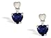 14K White Gold Genuine Heart Sapphire and Diamond Earrings