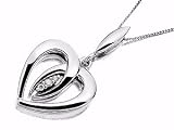9ct White Gold and Diamond Heart Pendant and Chain