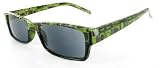 Squiggles Full Sun Readers Sunglasses (NOT A BIFOCAL) for youthful and active men and women who like to look great while reading in comfort in the sun. (Green +2.25)