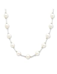 Sterling Silver 18in 6-6.5mm White Freshwater Cultured Pearl Necklace.