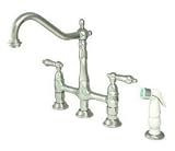 Elements of Design New Orleans Satin Nickel Deck Mount Kitchen Faucet with Metal Lever