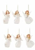 White Angels Christmas Tree Ornaments 6 Pc