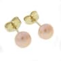 Genuine Peach or Pink Pearl and 10K Gold Post Earrings