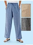 Chambray Drawstring Pants – Women’s Petite Sizes: XLP-4XP , Color Blue, Size XL PET