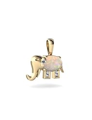 Genuine Opal 14kt Yellow Gold Elephant Pendant