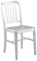 Euro Style Cafe Aluminum Side Chair, Matte Aluminum, Set of 2