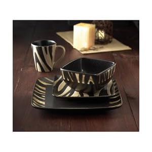 American Atelier Safari Cream Zebra 16-piece Dinnerware Set