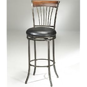 Hillsdale Riley Swivel Counter Bar Stool Wood Top Metal Spoke by Furniture