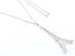 Paris Eiffel Tower Pendant with Crystal Studs Necklace - Silver