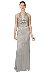 Chiffon/Silk Halter Beaded Evening Dress 