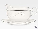 IMAGE OF Noritake Platinum Wave 2-Piece Gravy Boat with Tray