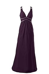 V-neck Chiffon Empire   Waistline Evening Dress 