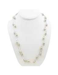 Stunning 48" White 10X12mm Rice Genuine Freshwater Pearl Necklace 48"
