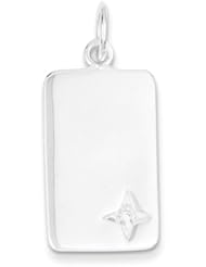 Sterling Silver CZ Polished Rectangle Charm