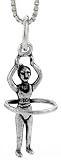 Sterling Silver Hula Hoop Girl Pendant, 7/8 in. (22mm) tall