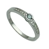 9ct White Gold Ladies Blue Diamond Solitaire Ring with White Diamond Channel Set Shoulders, total of 0.25ct of Diamonds Size - P