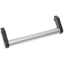 Aluminum Offset Pull Handle with Threaded Holes, Round Grip, Clear Anodized Finish