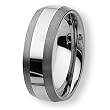 Beveled Edge Brushed and Polished Tungsten Carbide Ring (8.0 mm) - Sizes 7-13