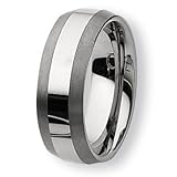 Beveled Edge Brushed and Polished Tungsten Carbide Ring (8.0 mm) - Sizes 7-13