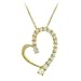 18k Yellow Gold Plated Sterling Silver Diamond-Accent Created-Opal Thin Journey Off Center Heart Pendant with Rolo Chain, 18